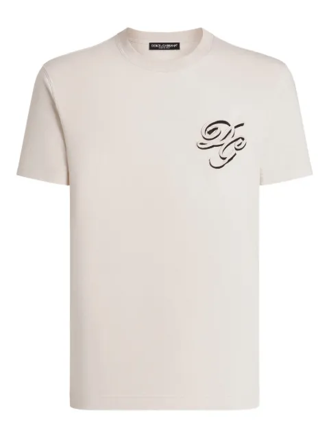 Dolce & Gabbana logo-appliqué crew-neck T-shirt Neutrals G8RN8ZG7PJ0