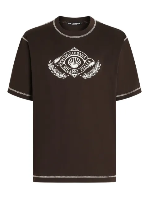 Dolce & Gabbana logo-stamp T-shirt Brown G8PN9TG7PEC
