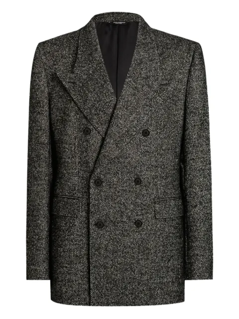 Dolce & Gabbana herringbone double-breasted blazer Grey G2VT6TFCBAJ