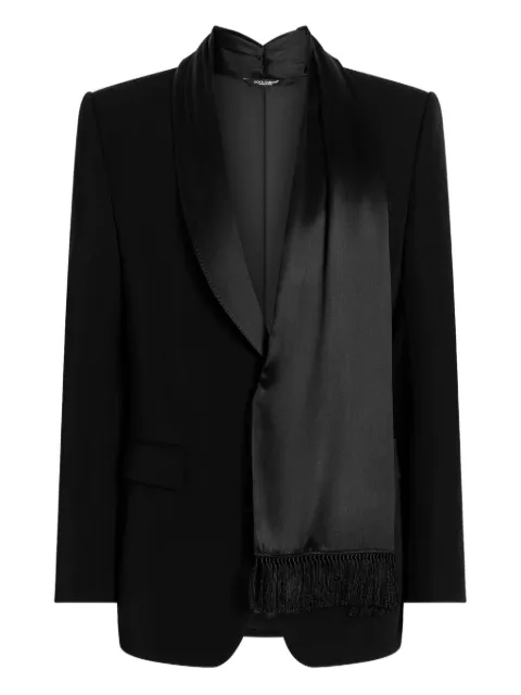Dolce & Gabbana shawl-lapels fringed-detail blazer Black G2VP3TFU21E