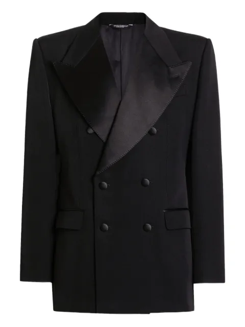 Dolce & Gabbana double-breasted satin-lapel jacket Black G2VO3TGJ865