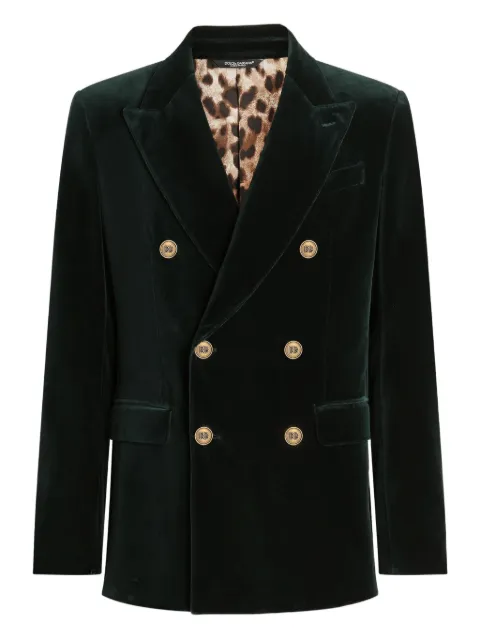 Dolce & Gabbana velvet double-breasted blazer Green G2TV8TFUVKR