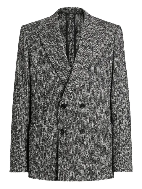 Dolce & Gabbana herringbone double-breasted blazer Grey G2NZ2TFCZAH