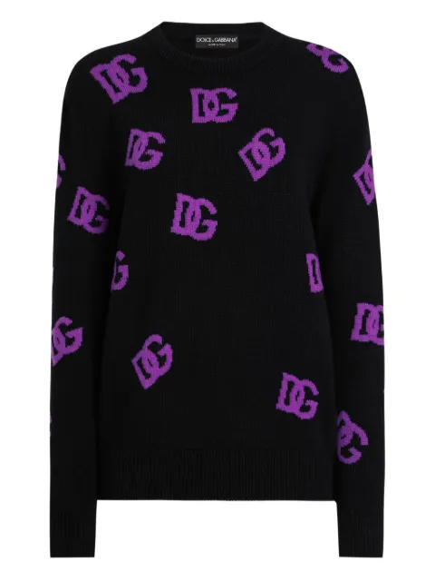 Dolce & Gabbana DG-logo wool sweater Black FXX06TJCVYX