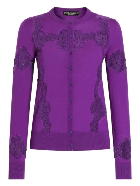 Dolce & Gabbana wool lace-inlay cardigan Purple FXV05TJDVCS