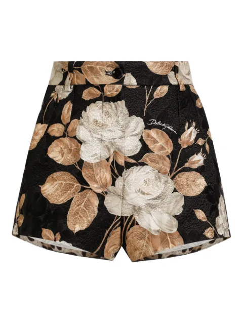 Dolce & Gabbana rose-print brocade shorts Black FTDCJTFSTBR