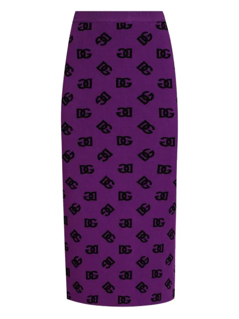Dolce & Gabbana DNA logo-motif midi skirt Purple FXO25TJGMB3