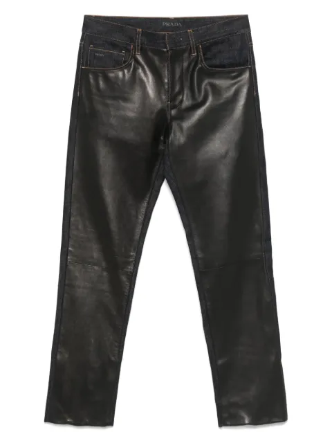 Prada Pre-Owned 2010s leather-panelled jeans Blue PR600HL