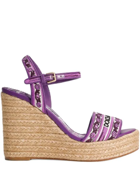 Dolce & Gabbana Majolica-print open-toe espadrilles Purple CZ0318AV804