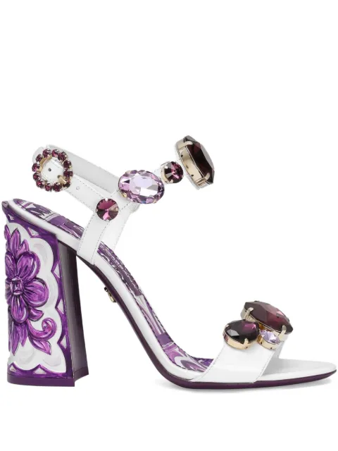 Dolce & Gabbana rhinestone-embellished leather heeled sandals White CR1354AT848