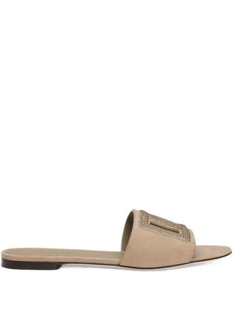 Dolce & Gabbana suede slippers with rhinestones Neutrals CQ0666AV148