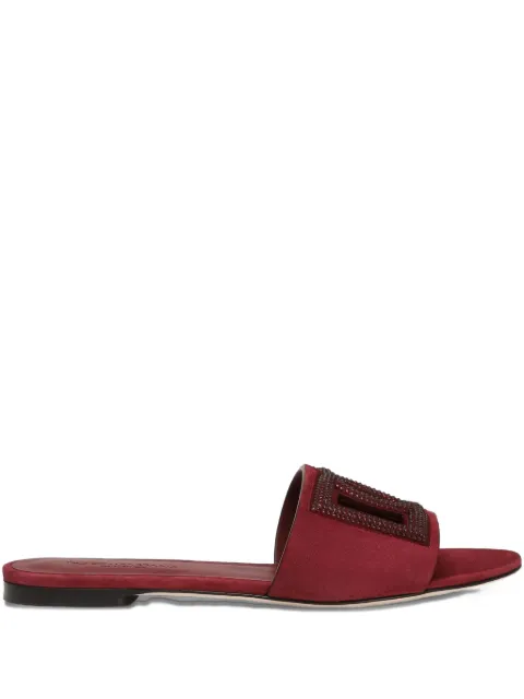 Dolce & Gabbana suede slippers with rhinestones Red CQ0666AV148