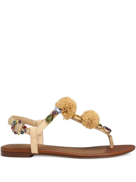 Dolce & Gabbana pompom-detail flat sandals Neutrals CQ0656AG997