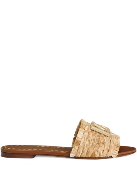 Dolce & Gabbana raffia logo flat sandals Grey CQ0646AN217