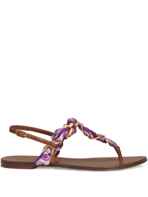 Dolce & Gabbana maiolica-print leather flat sandals Purple CQ0639AE490