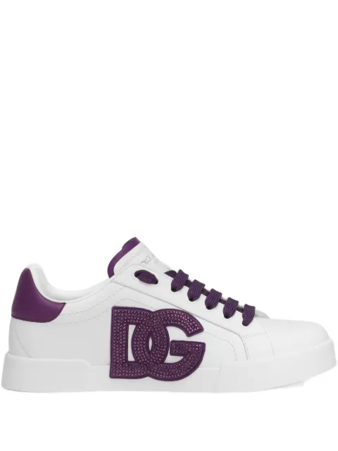 Dolce & Gabbana crystal-embellished leather sneakers White CK2341AI411