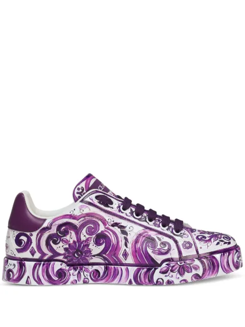 Dolce & Gabbana Maiolica-print lace-up sneakers White CK2330AI396