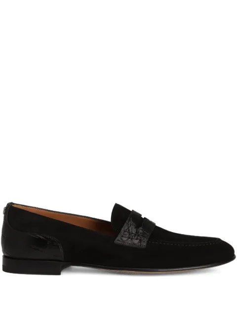 Dolce & Gabbana suede alligator-textured loafers Black A50717A2E22