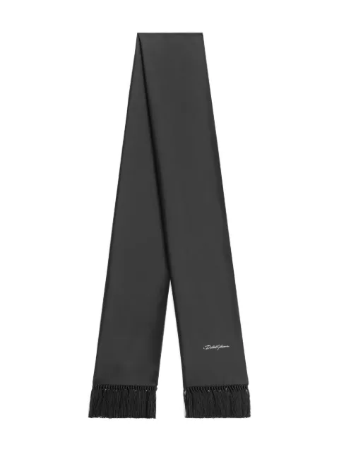 Dolce & Gabbana embroidered-logo fringe scarf Black GQ386EG0UB6
