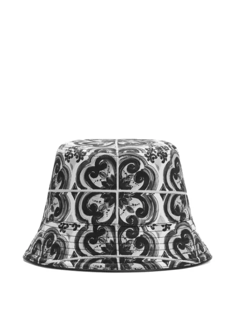 Dolce & Gabbana majolica-print drill bucket hat Black GH731AFSFNU