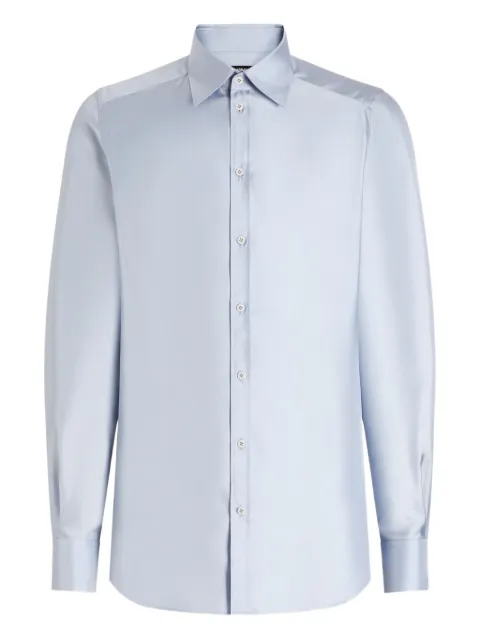 Dolce & Gabbana silk long-sleeve shirt Blue G5MM4TFU10S
