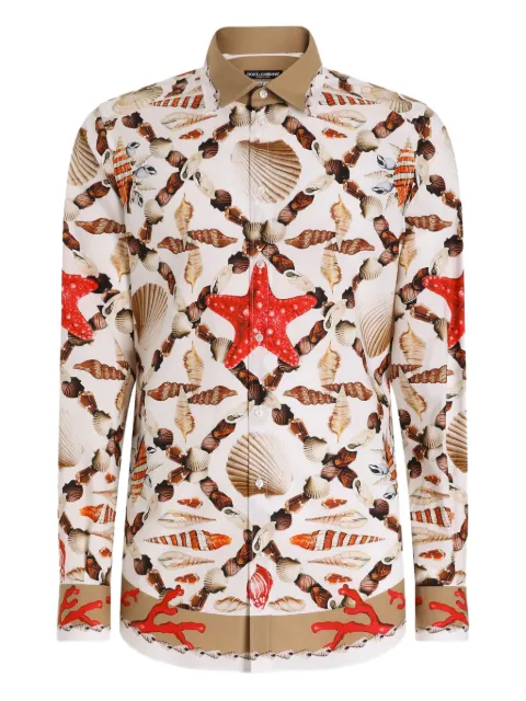 Dolce & Gabbana shell-print Martini shirt White G5MM4TFI5L2