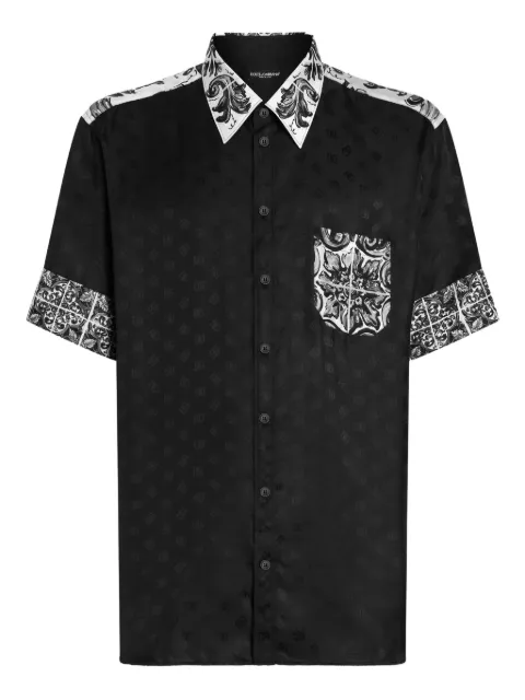 Dolce & Gabbana monogram silk shirt Black G5LY2TGJ453