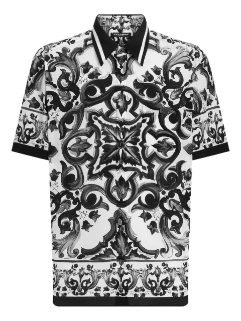 Dolce & Gabbana graphic-print silk shirt Black G5LG9THI1Y6