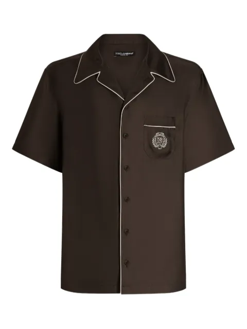 Dolce & Gabbana collared short-sleeve shirt Brown G5KS3ZFU10S