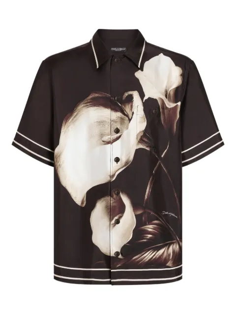 Dolce & Gabbana floral-print short-sleeve shirt Brown G5JH9THI1Z0