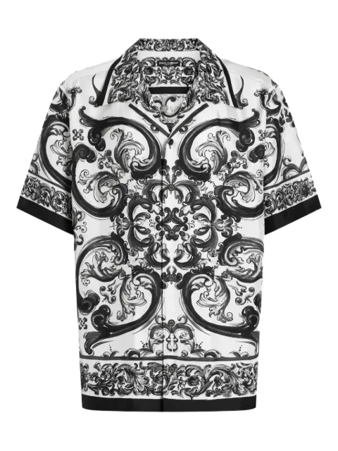 Dolce & Gabbana Majolica-print silk shirt White G5JH9THI1S6