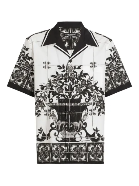 Dolce & Gabbana Majolica-print cotton shirt White G5JH9THH5EC