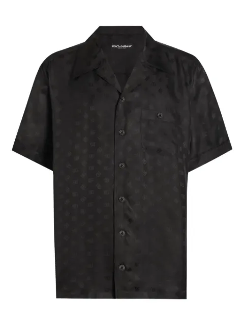 Dolce & Gabbana logo-print Hawaii shirt Black G5JH9TFJ1JY
