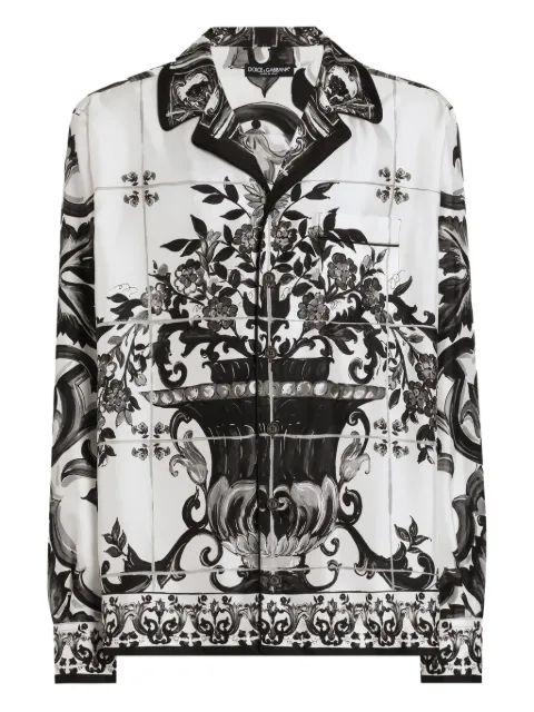 Dolce & Gabbana Majolica-print silk shirt White G5IF1THI1SV