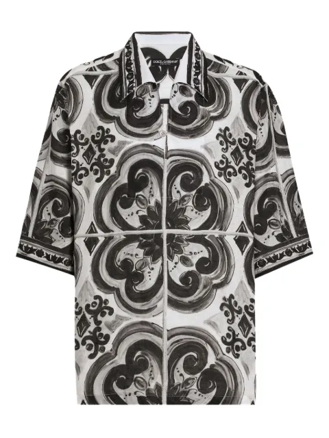 Dolce & Gabbana Majolica-print shirt Black G5GJ8TFP4M8