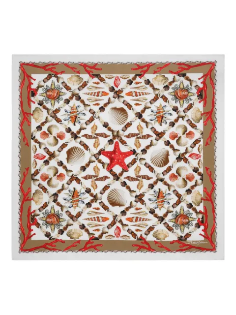Dolce & Gabbana shell-print silk scarf Red GQ704EG0TIV
