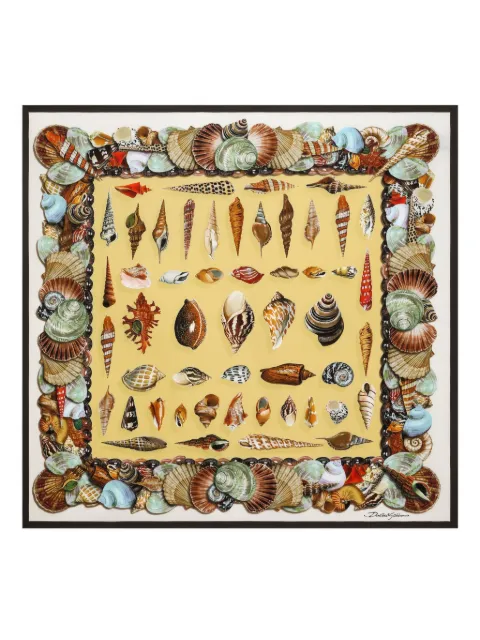 Dolce & Gabbana shell-print silk scarf Yellow GQ348EG0TIX