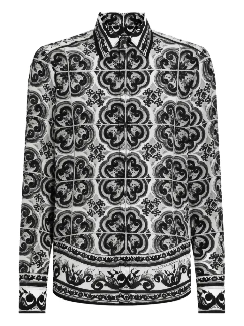 Dolce & Gabbana Majolica-print button-up shirt White G5MM4THI1Y5
