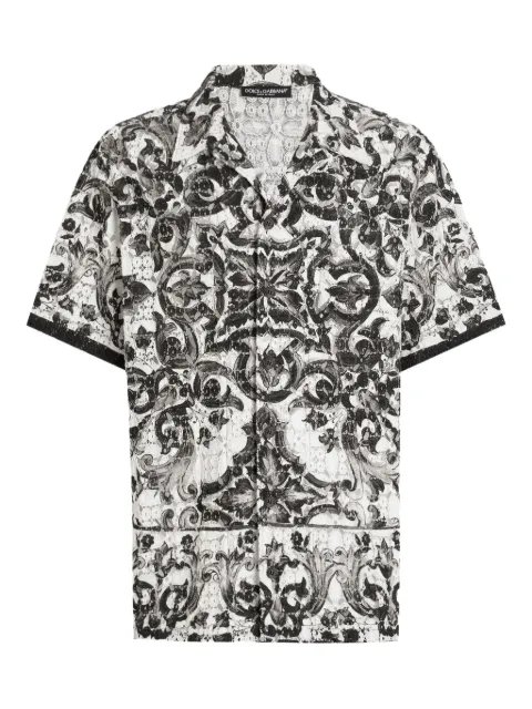 Dolce & Gabbana Majolica-print Hawaii crochet lace shirt Black G5JH9THH5EK