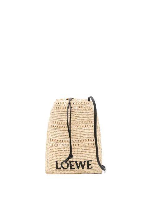 LOEWE drawstring raffia cross body bag Neutrals C756PHPX01