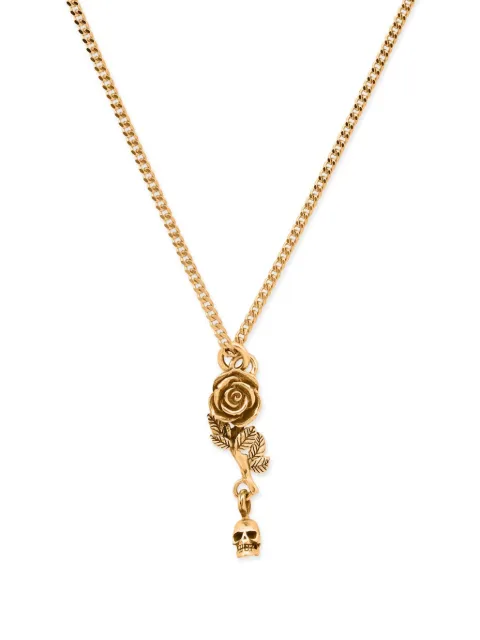 Emanuele Bicocchi Rose & Skull pendant necklace Gold RSTP7G