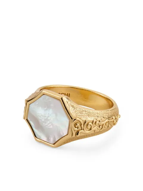 Emanuele Bicocchi brushed-finish ring Gold OTA1WGMOTHEROFPEARL
