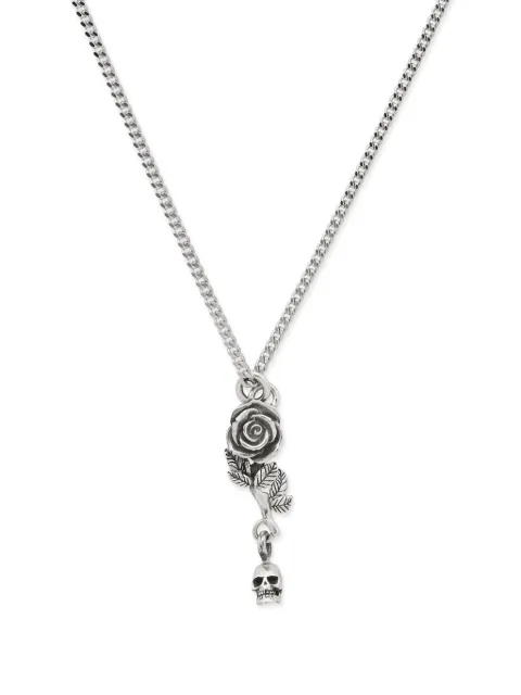 Emanuele Bicocchi Rose & Skull pendant necklace Silver RSTP7