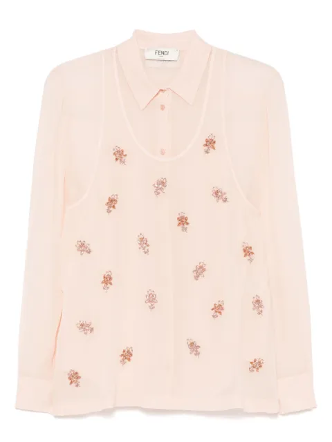 FENDI embroidered georgette shirt Pink FS8251AQ33