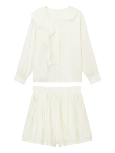 b+ab ruffle-detail blouse and shorts set Neutrals 5S149AS