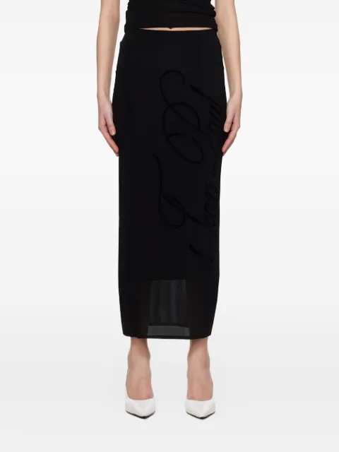 Jean Paul Gaultier flocked-logo midi skirt Black JU165IJ08200