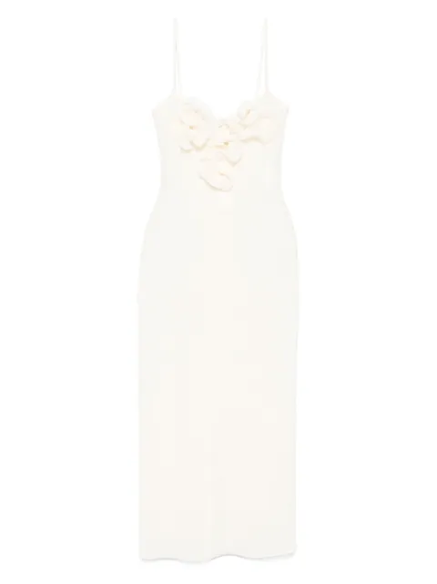 Magda Butrym floral-appliqué midi dress Neutrals 333725