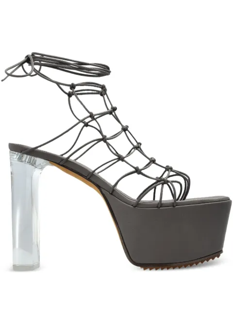 Rick Owens Web Platform leather heeled sandals Grey RO01E7846LLP0