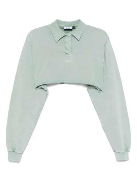 GCDS washed-effect cropped polo shirt Green B1CW2500JH6