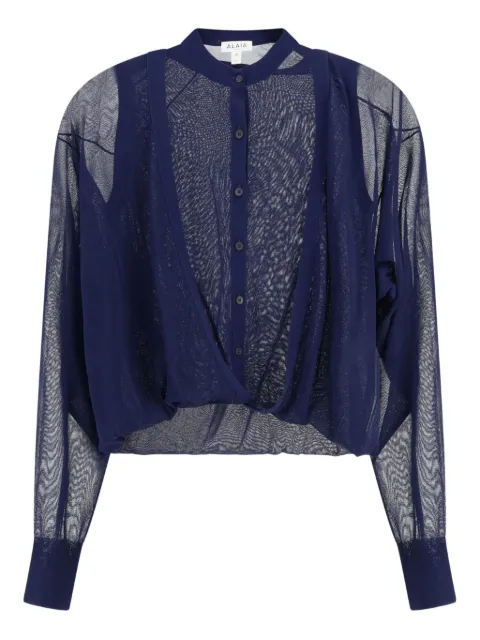 Alaïa semi-sheer blouse Blue AA9S0343K053A